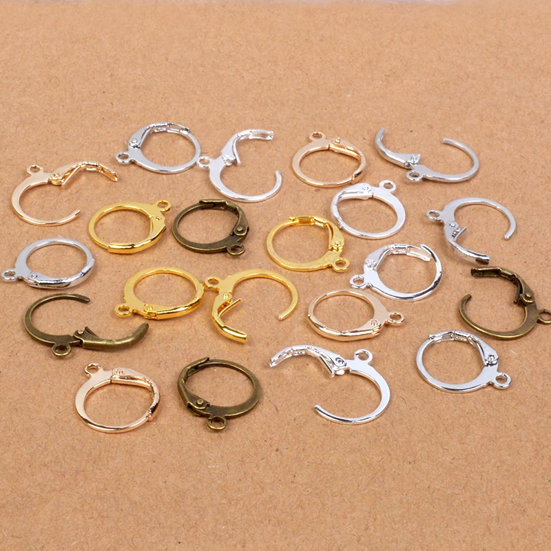 

14*12mm 20pcs High Quality 6 Colors Plated Brass French Earring Hooks Wire Settings Base Settings Whole Sale