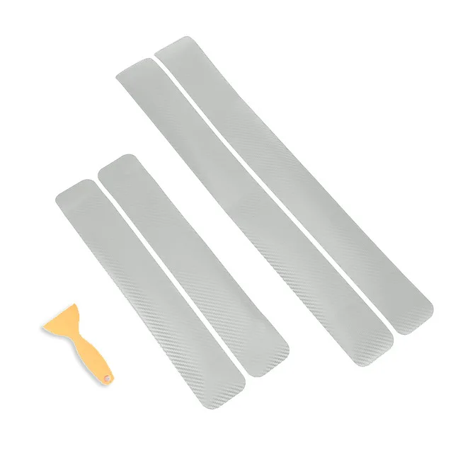 3D Silver Rovtop 3D/4D углеродное волокно автомобиля Накладка на порог Защита от царапин наклейка панель защитная крышка со скребком для автомобиля Z2 - Название цвета: 3D Silver