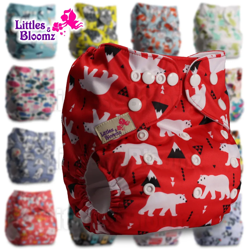 [Littles& Bloomz] Новинка года, детские тканевые подгузники с карманами, многоразовые моющиеся подгузники, водонепроницаемые подгузники, подгузники, один размер