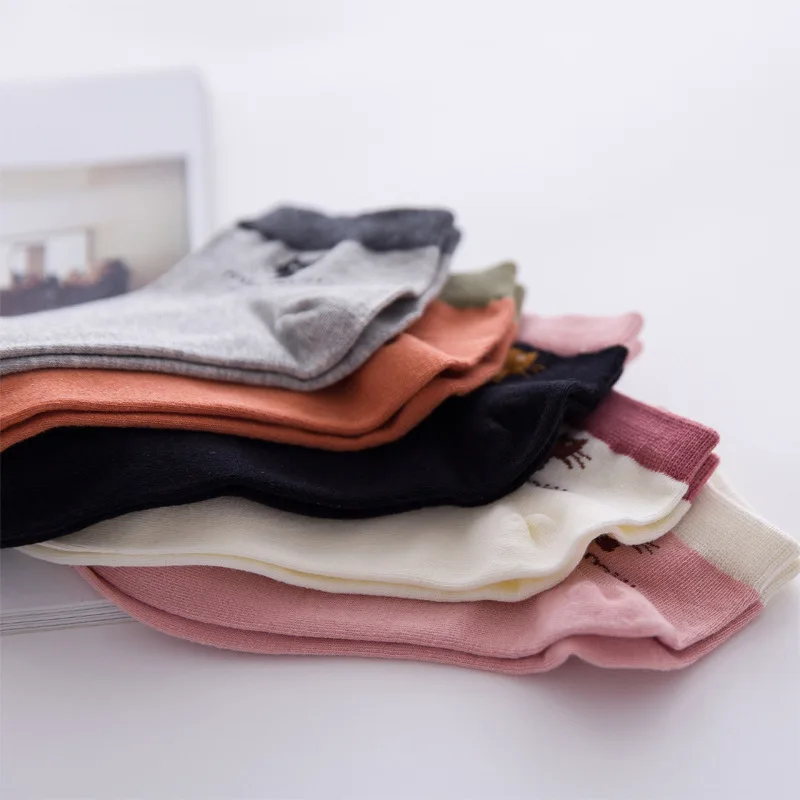 5 пар/упак. женские весенние и летние невидимые хлопковые носки милый мультяшный