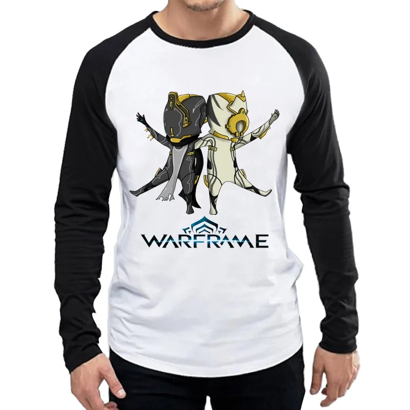 Футболка с длинным рукавом Warframe Белая Мужская модная футболка и логотипом игры