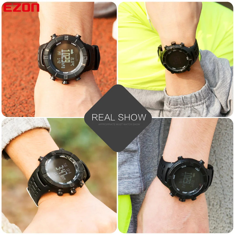 

EZON Altimeter Barometer Thermometer Compass Weather Forecast Outdoor Men Digital Watches Sports Climbing Hiking Wristwatch