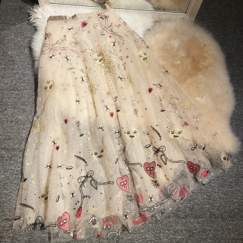 Новинка Длинная Юбка миди INS сверхпрочная Женская юбка с вышивкой Natsu Tonyria и такая