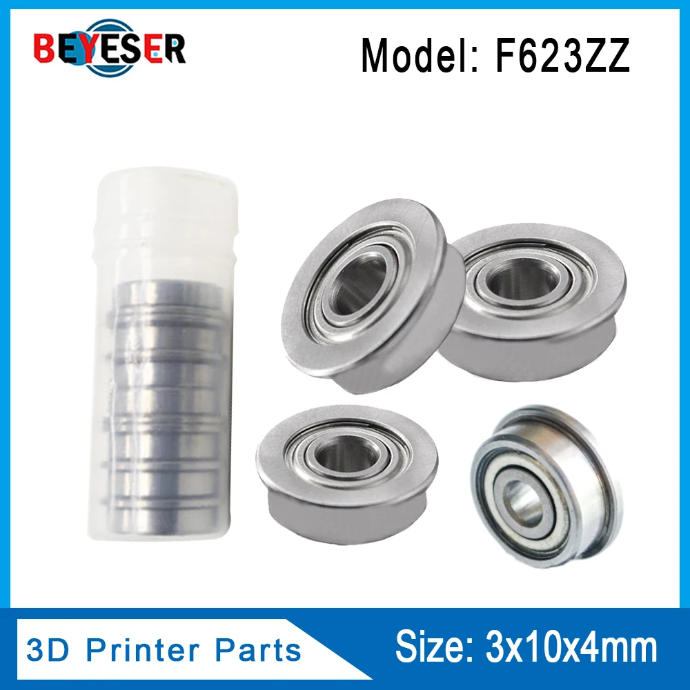 

1/10Pcs F623ZZ 3d printer flange bushing ball bearings 3x10x4 mm Mini Metal Double Shielded Flanged Ball Bearings For 3D printer