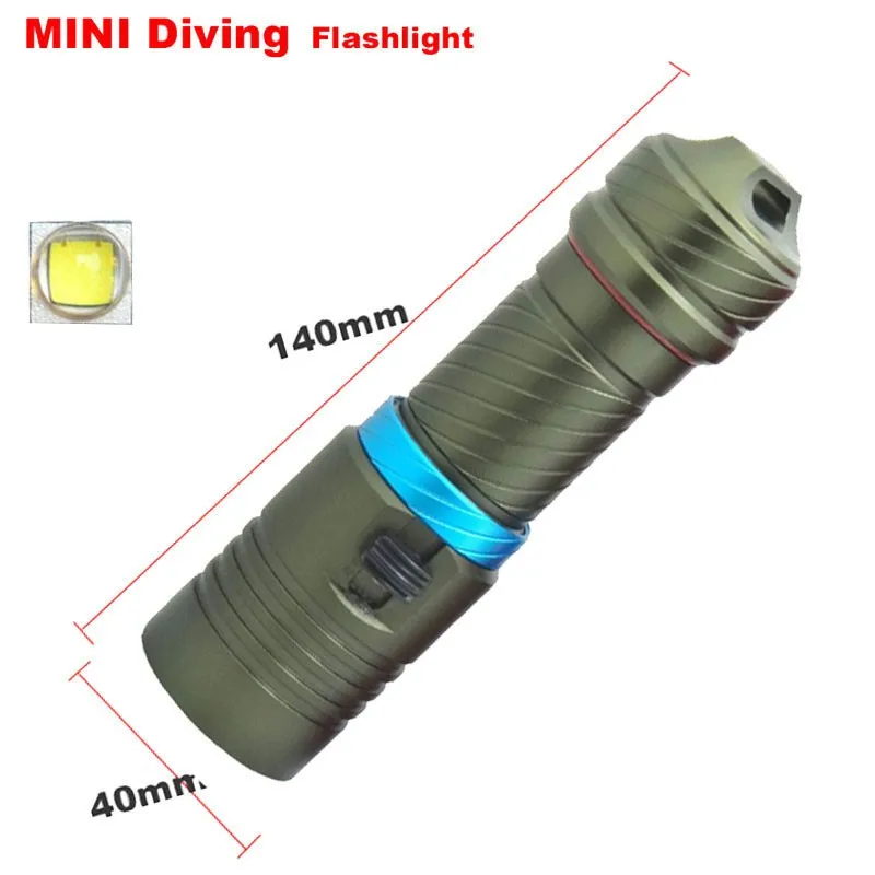 Светодиодный мини фонарик для дайвинга подводной съемки 26650 фонарь светодиодный