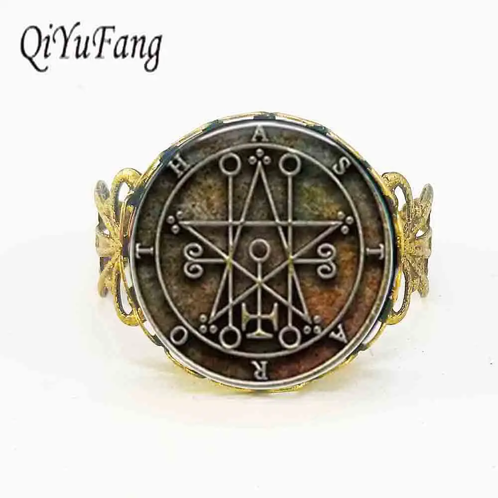 Винтажное регулируемое кольцо с печатью Astaroth Sigil стальное бронзовое масонское