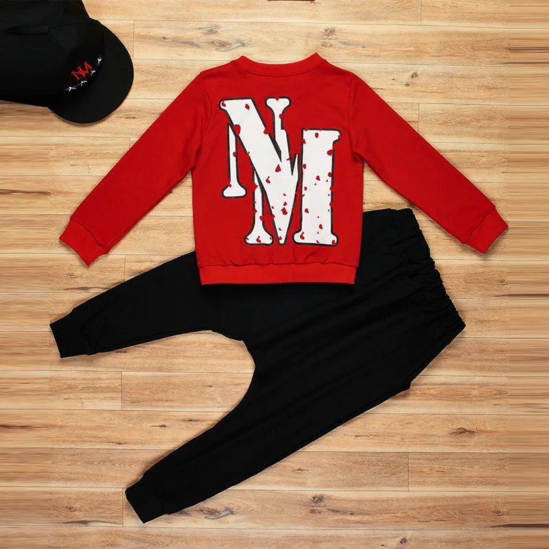 2018 Autumn Boys Hip Hop Clothing Set Kids Color Bars Printing Dancing Clothes Children Sport Suit Tops + Harem Pant 2 Pcs A198 |