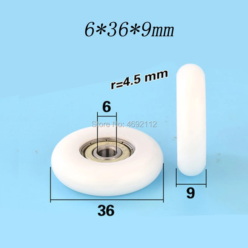 

626zz Бесплатная доставка 10 шт. 6*36*9 мм пластиковый подшипник нейлоновый шкив pom мебельный ролик направляющее колесо Колесо Направляющее колесо