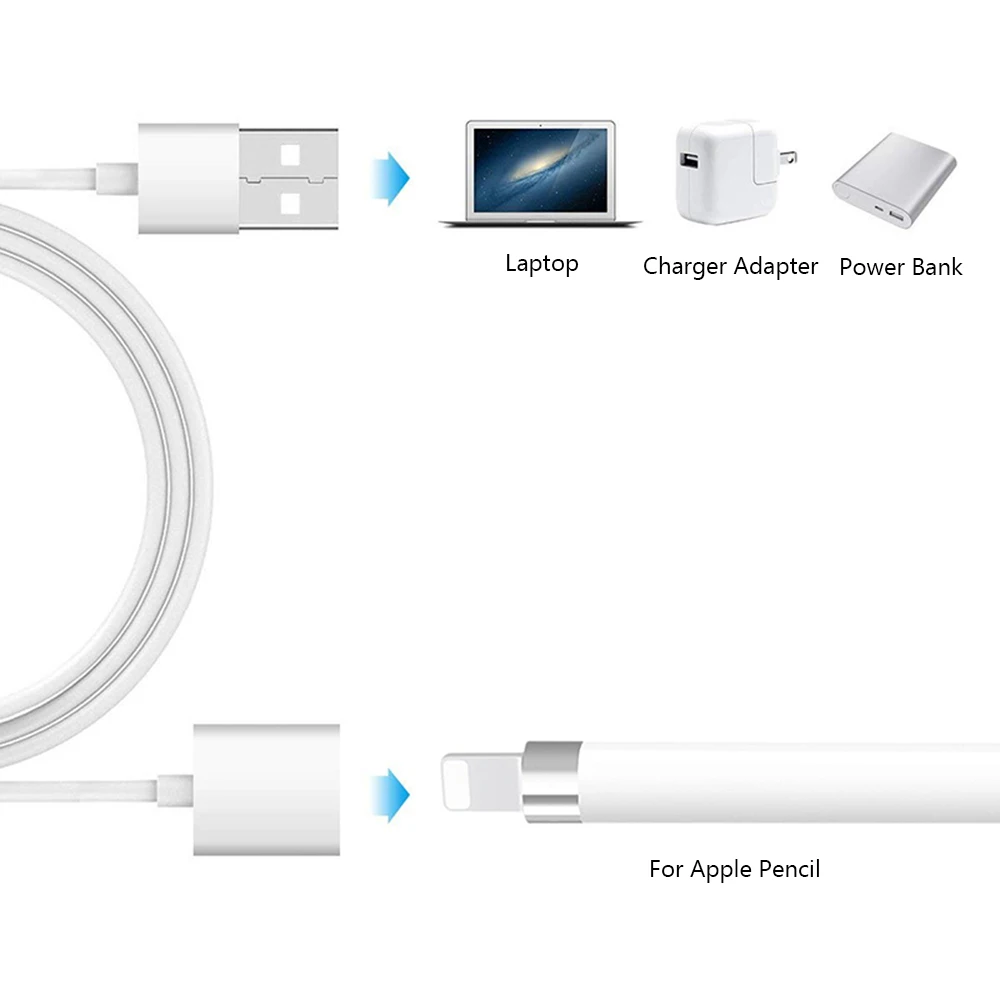 Зарядный Кабель адаптер для Apple Pencil 1 шт. кабель зарядки iPad Pro 1/2 USB со стилусом Папа