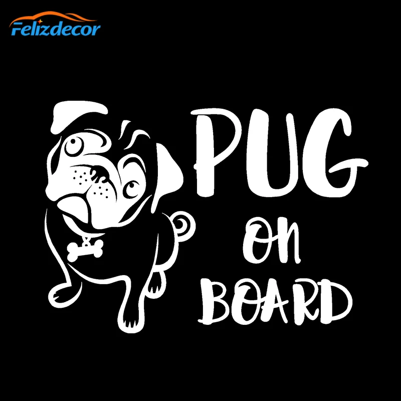 Pug On Board Car Stickers 27x19cm Cute Doggy Decals Art Window Decor Quality Waterproof L022 | Автомобили и мотоциклы