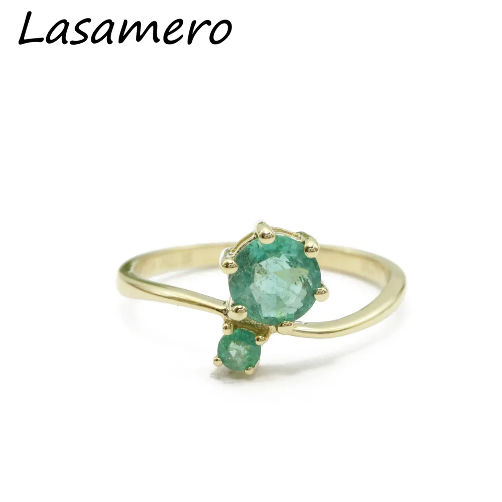 LASAMERO круглая огранка 0.79ctw натуральный Изумрудный камень два камня 18k розовое