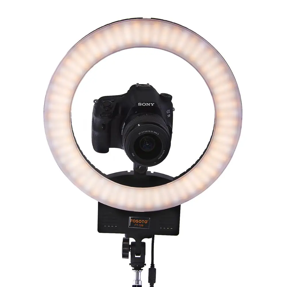 Fosoto FT-12B двухцветное фотографическое освещение 3 Горячий башмак 3200-5600K 240 светодиодов селфи кольцо лампа для телефона камеры Видео Фото макияж