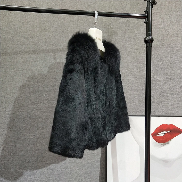 Genuine Fur Coat Real Rabbit Jacket With Natural Fox Women New Winter Warm Outwear tsr633 | Женская одежда