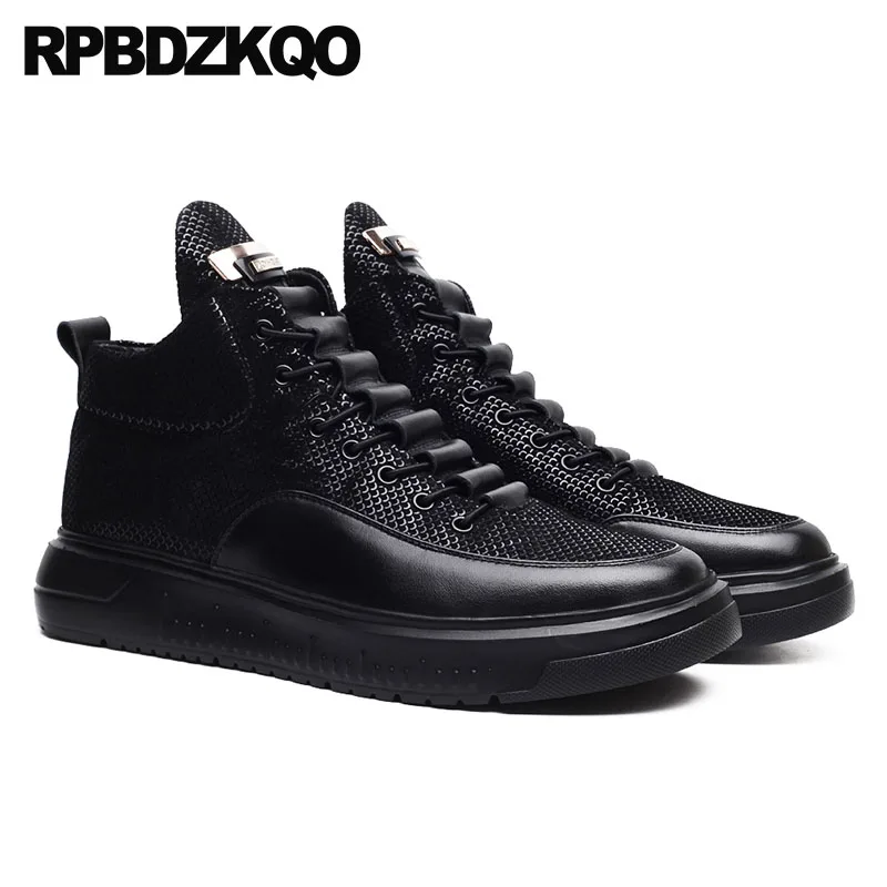 Cow Skin High Top Luxury Trainers Men Winter Skate Sneakers Designer Shoes China Genuine Leather Creepers Black Platform Quality |