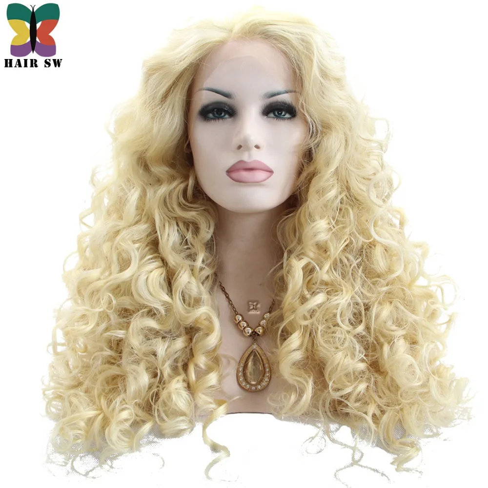 Волосы SW длинные волнистые светлые синтетические парики на шнурках спереди