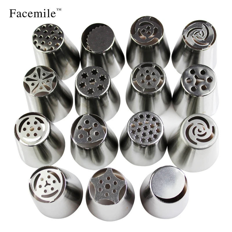 NEW 15pcs/set Tips Russian Tulip Icing Piping Nozzles Pastry Cake Fondant Cupcake DIY Baking Tool Gift | Дом и сад