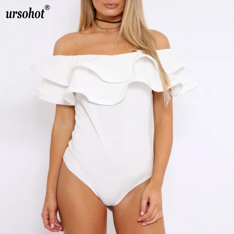 Ursohot сексуальный боди с оборками женский без бретелек купальник комбинезон