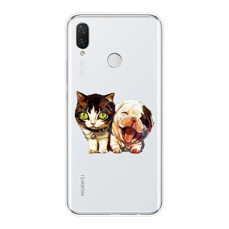 Мягкий силиконовый чехол-накладка с собакой кошкой совой для Huawei Nova Smart Lite 2017 2i 3 3I