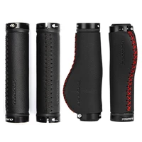promend leather cycling lock sleeve mountain bicycle handlebar grips end plug mtb accessories parts road bike handle bar cover