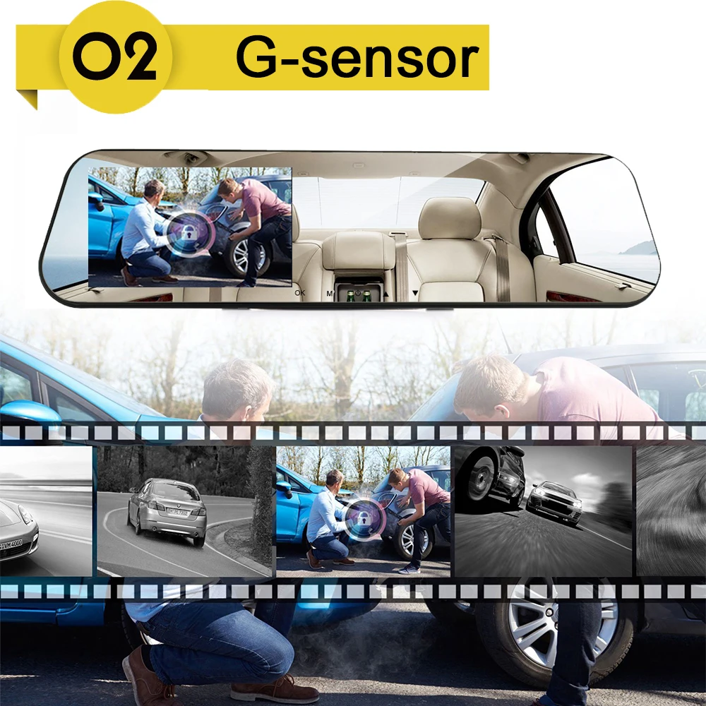 Автомобильный видеорегистратор с двумя объективами Full HD 1080P Dash Cam, белое зеркало заднего вида, автомобильная камера, видеорегистратор с видеорегистратором заднего вида, Автомобильный регистратор