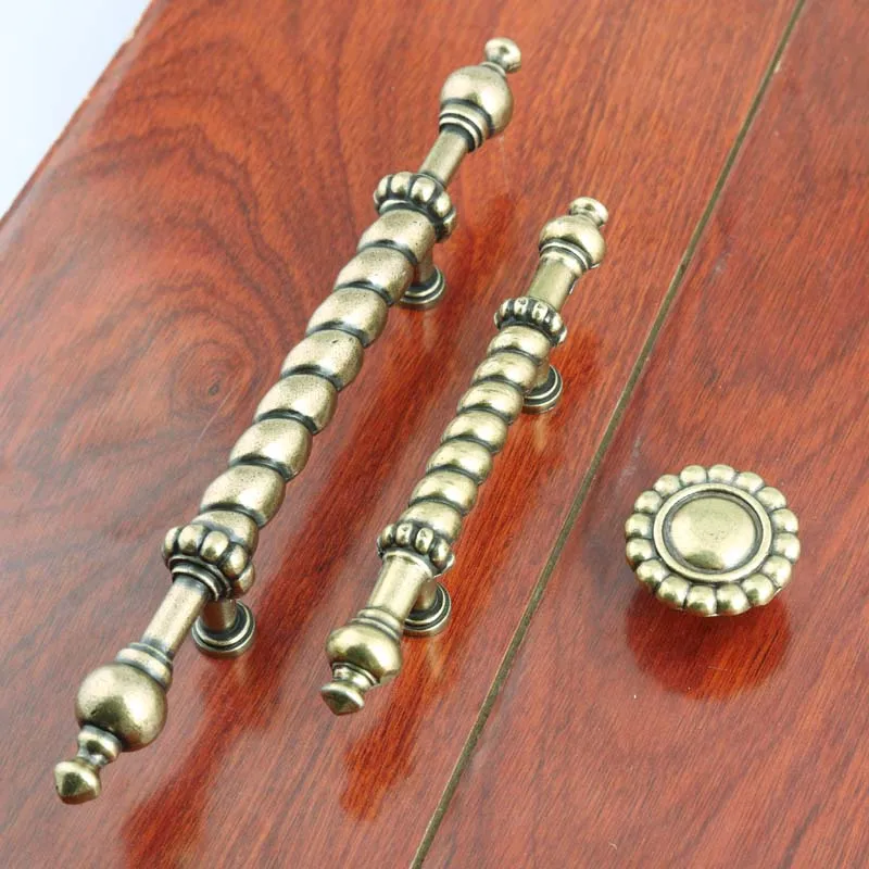 Ручка мебельная бронзовая в винтажном Европейском стиле 210 мм|drawer knobs|brass drawer
