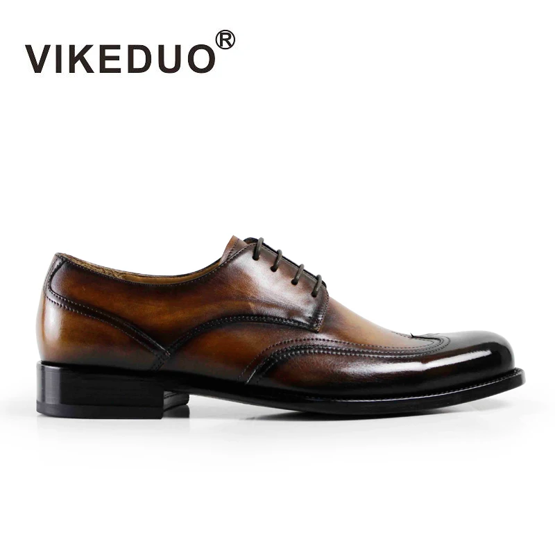 Superstar Sale Real Vikeduo 2020 Men Derby Shoes Luxury Genuine Leather Black Brown Formal Dress Casual Designer Brogue Oxfords | Обувь