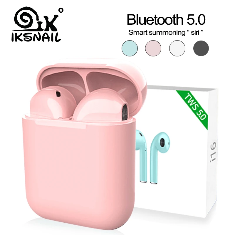 IKSNAIL i16 TWS Bluetooth наушники беспроводные наушники сенсорное управление наушники 3D объемный звук и зарядный чехол для iPhone Android