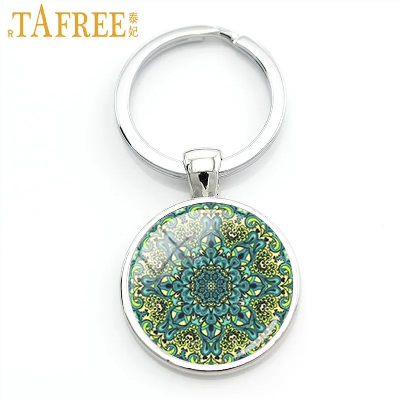 TAFREE Мода Мандала брелок кольцо держатель Будда, йога Сакральная Геометрия брелок для фотографии стекло кулон ювелирные изделия для автомобиля сумка ES167 - Цвет: ES169