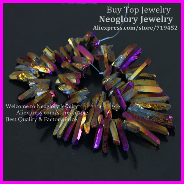 Необработанные титановые пурпурные/золотые кварцевые кристаллические палочки