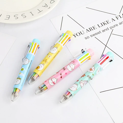 40 штук милых ручек-шариков с кроликами, 8 цветов в 1, многоцветные ручки для школы и офиса, подарок для детей и девочек, оптом.