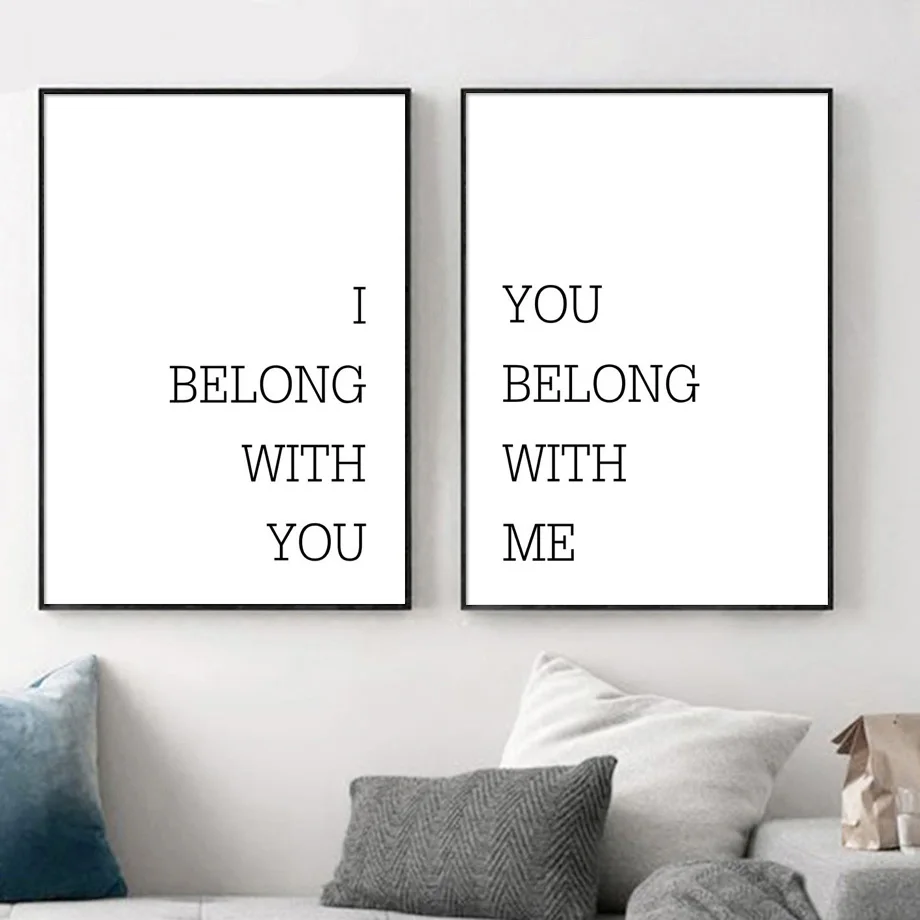 

I Belong With You Belong With Me Wall Art Canvas Painting Posters And Prints Black And White Wall Pictures For Living Room Decor