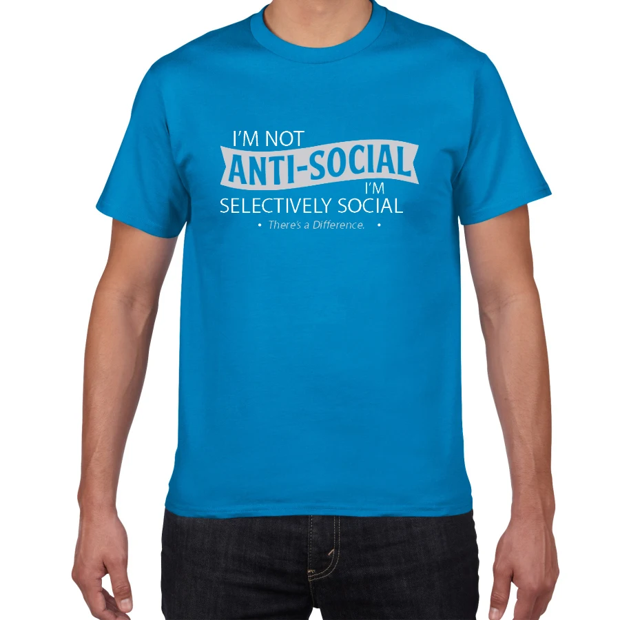 Мужская футболка из 100% хлопка I am not anti-social топы в стиле хип-хоп уличная одежда