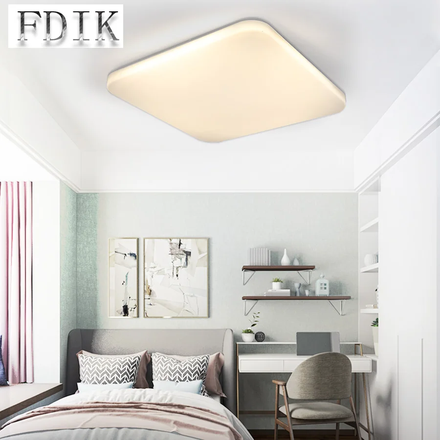 Квадратный 48 Вт светодиодный потолочный светильник переменный ток 220 В три цвета