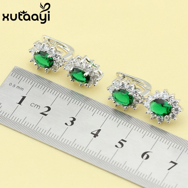 Superb Green Stones Silver Bridal Wedding Fashion Health Jewelry Set Earrings Necklace Pendant Rings | Украшения и аксессуары
