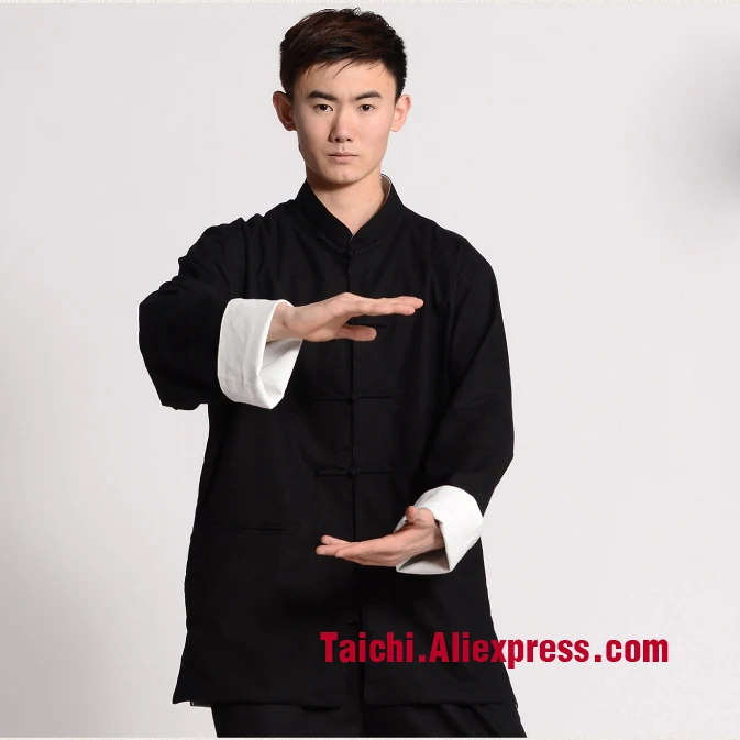 Льняная форма Tai Chi Wushu ручной работы кунг фу костюм для единоборства топ + штаны