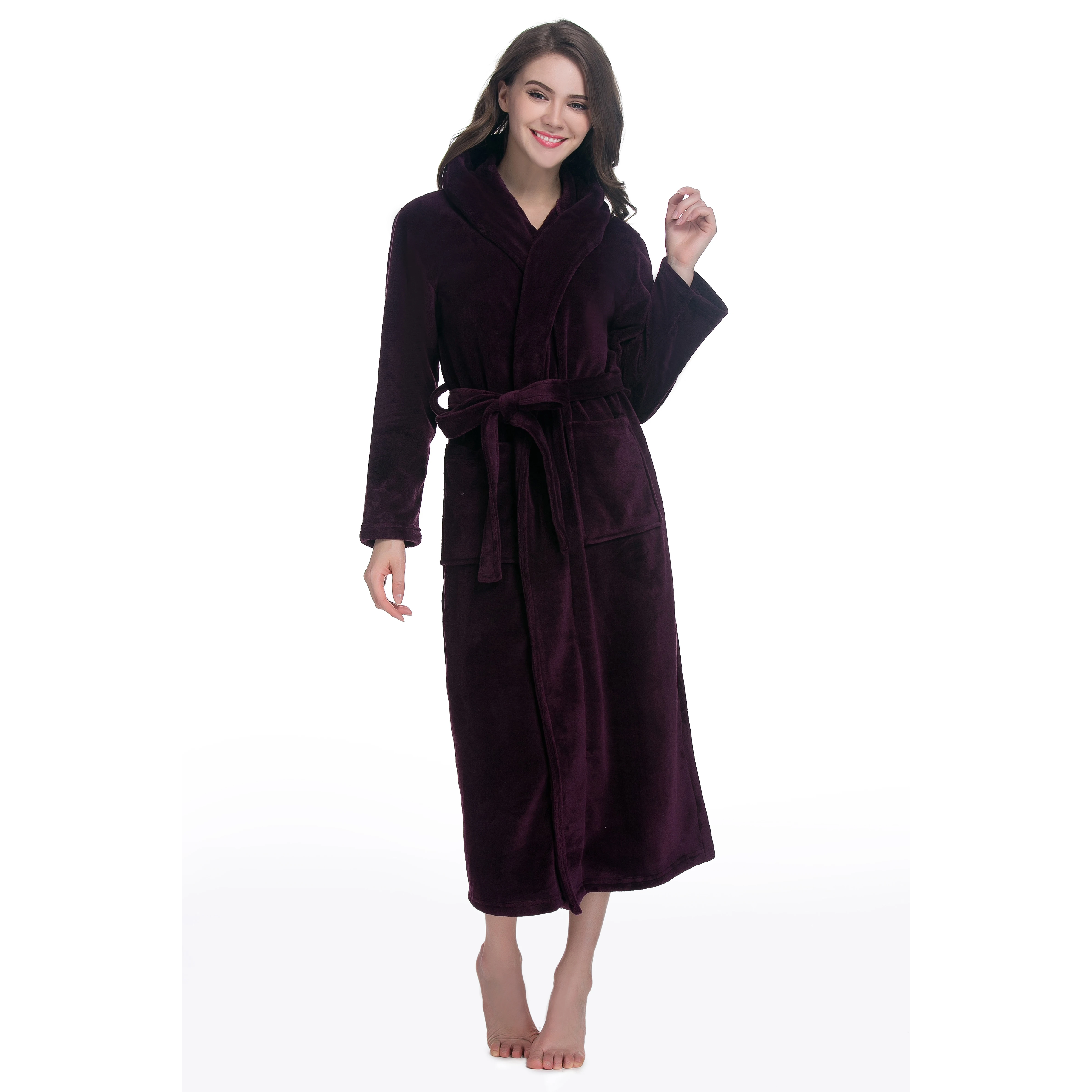 Lavenderi Women's woolen robe long bathrobe with cap | Женская одежда