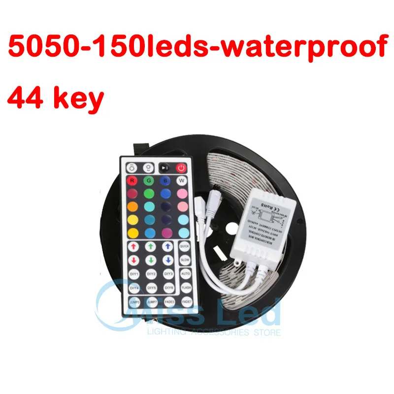 5 м SMD 5050 RGB 150 светодиодов/roll Светодиодные ленты света 30leds/M водонепроницаемый в