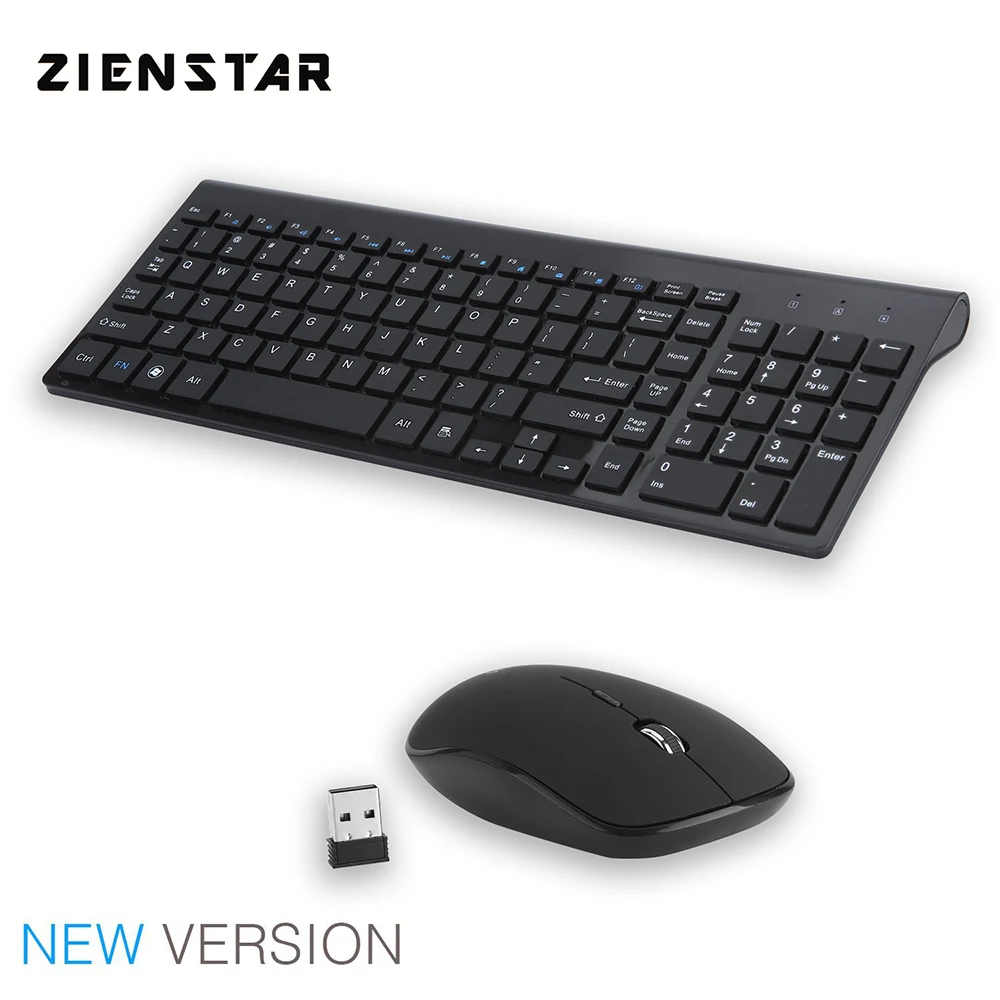 Zienstar English 2.4G Wireless Keyboard Mouse Combo with USB Receiver for Macbook Computer PC Laptop TV BOX and Smart | Компьютеры и
