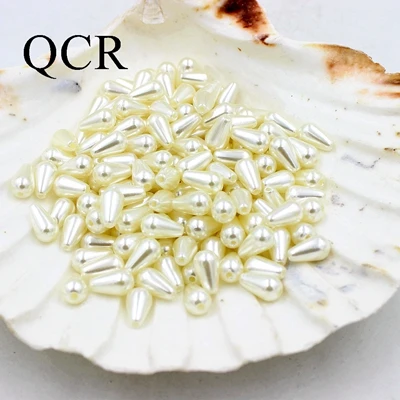ivory 100pcs Разноцветные 6*10 мм 100 шт./лот ABS бусины с двойным отверстием, имитация жемчуга, бусины для изготовления ювелирных изделий, индийские бусины - Цвет: ivory 100pcs