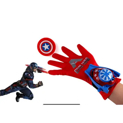 Captain America Маска супергероя Marvel Человека-паука+ перчатки Laucher реквизит Человек-паук Бэтмен Халк для косплея Железного человека классный подарок пусковая установка для детей - Цвет: Captain America