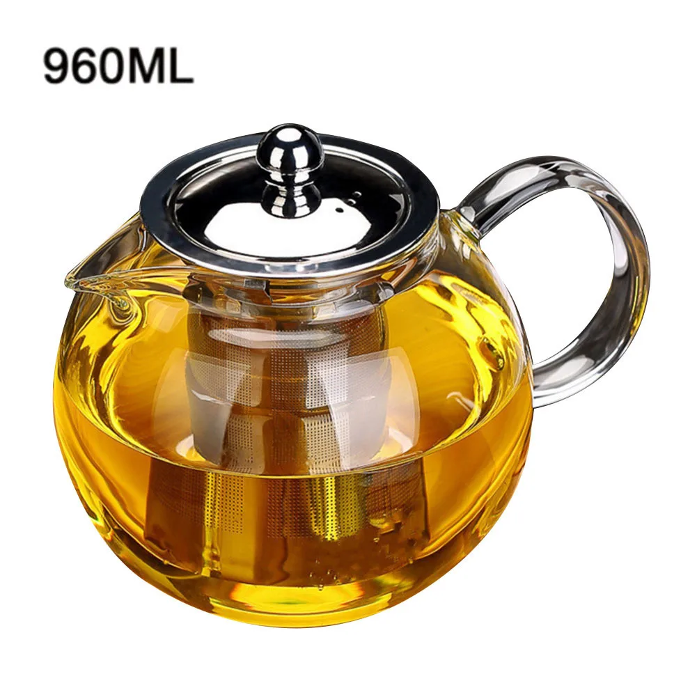 960ml 650 мл 960 мл 1300 мл термостойкий стеклянный чайник индукционная плита термостойкий стеклянный чайник с 304 ситечком из нержавеющей стали - Цвет: 960ml
