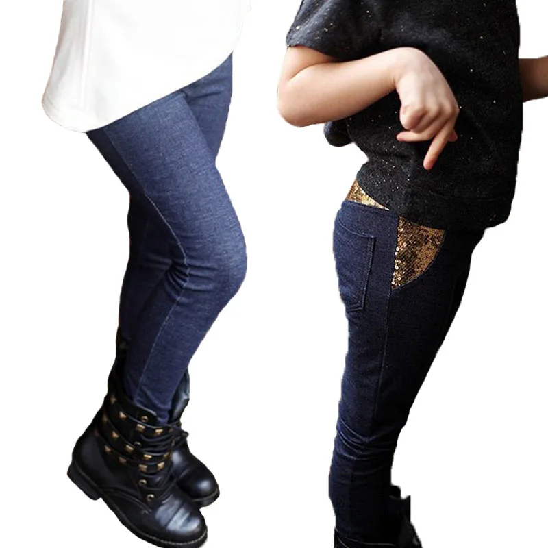 Узкие джинсы для девочек осенне зимние тонкие бархатные Джинсовые штаны с