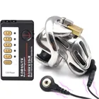 Мужской электрошокер из нержавеющей стали, длинное устройство клетка целомудрия, металлическое кольцо на пенис, мяч, растягиватель, фиксатор БДСМ, секс-игрушки