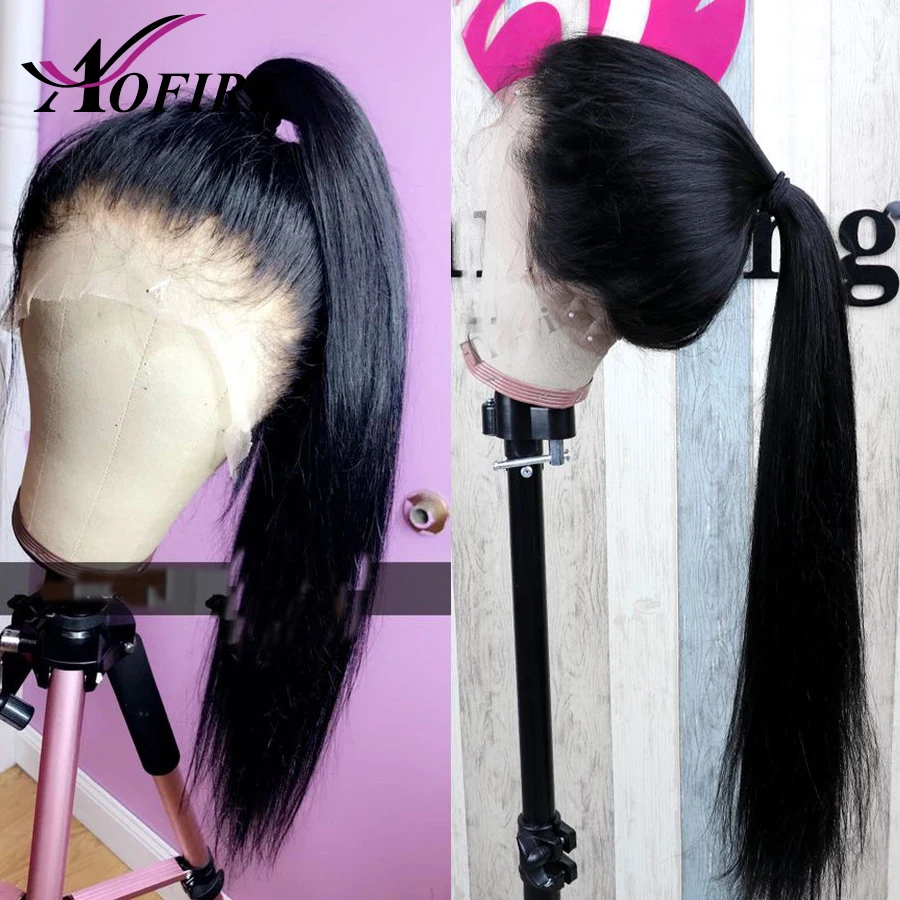 13X6 Lace Front Human Hair Wigs Brazilian Straight Remy 360 Frontal For Black Women Bleached Knots Aofire | Шиньоны и парики
