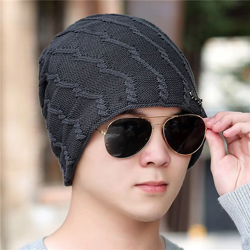 Xthree Winter Men's Skullies Beanies Knitted Hat Caps Lining Keep warm Male Gorras Bonnet Hats For Men Women | Аксессуары для