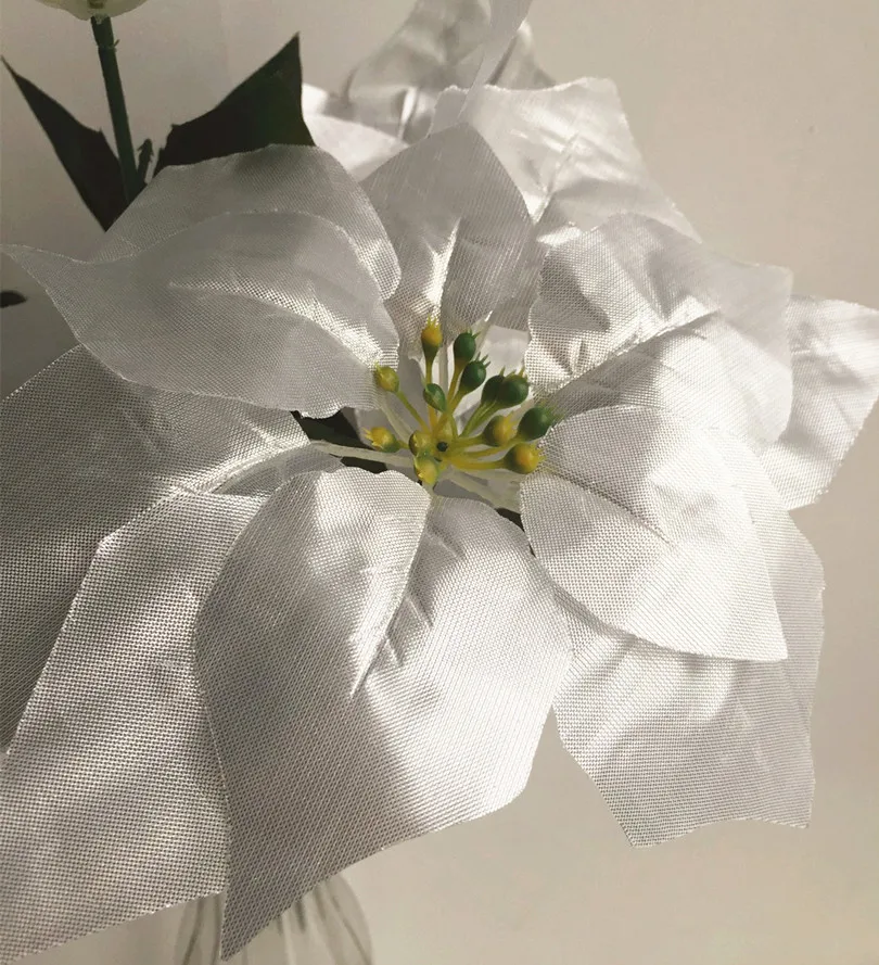 Искусственные пуансетические Рождественские цветы 48 см 7 головок