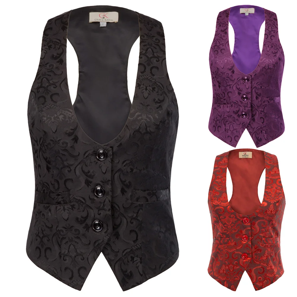 GK женский жаккардовый жилет с регулируемыми бретельками пальто 3 кнопками chalecos
