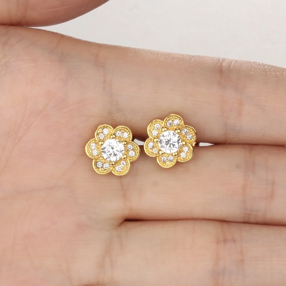 3A Цирконий Корейский Стиль Цветочный Дизайн Женщины Серьга Стержня Ювелирных
