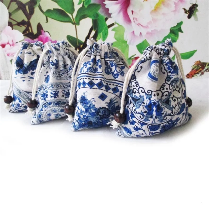 

10pcs/lot Chinese Style Handmade Cotton Linen Storage Package Bag Drawstring Bag Small Coin Purse Women Cloth Bag Gift Pouch