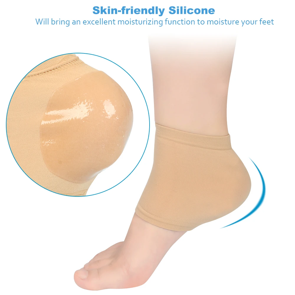 Elino Comfortable Gel Heel Socks Insole Cracked Foot Dry Hard Skin Protector for Whitening Soften Feet Care | Обувь
